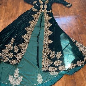 Velvet Indian Arab velvet formal dress with train HANDMADE